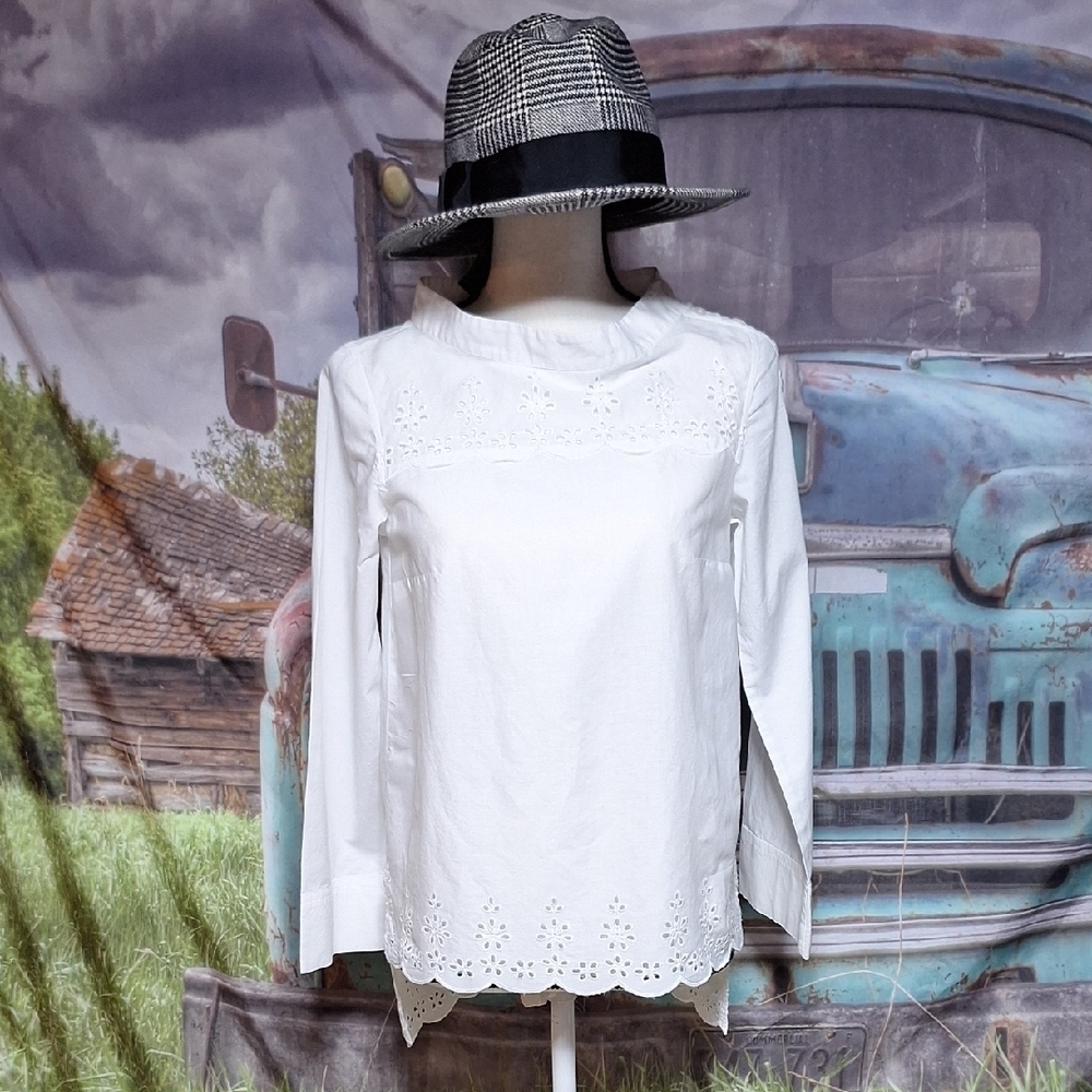J. Crew White Eyelet Blouse